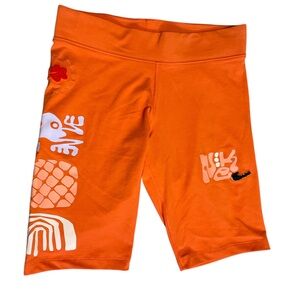 NWOT Nike Gel Sportswear Essential Spring Break Orange Graphic Bike Shorts, MED